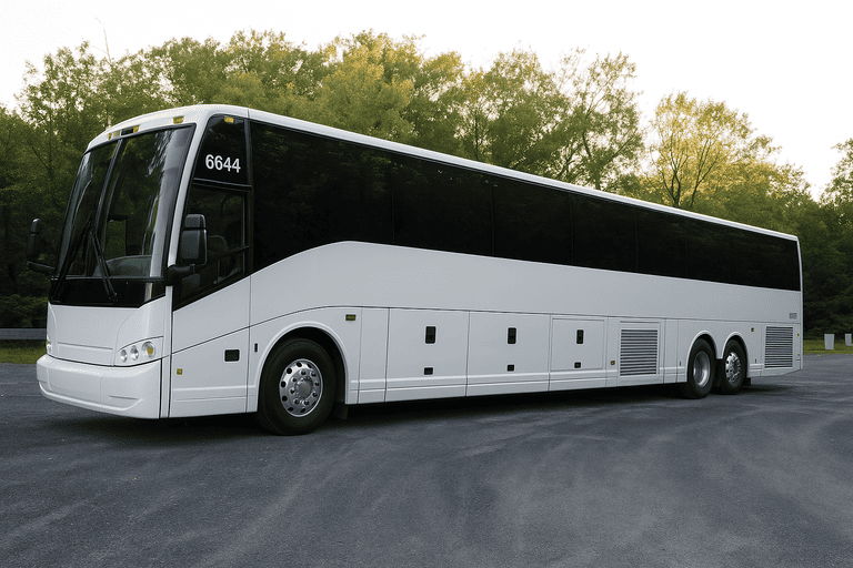 exterior of Charter Bus Rental Brookhaven coach bus